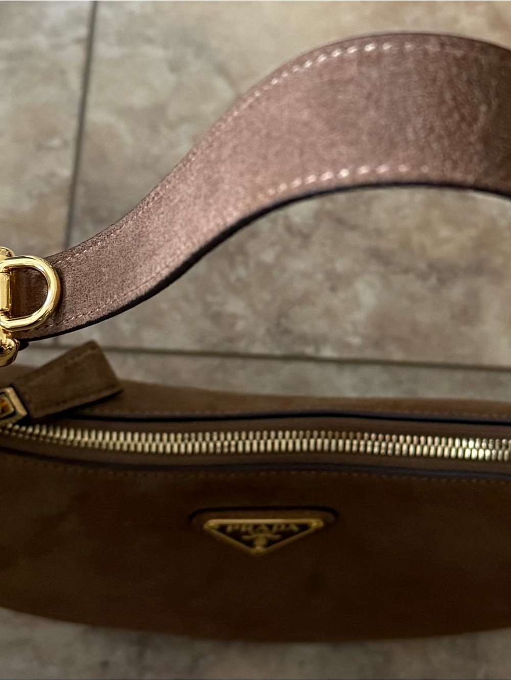 Prada Arque Mini Suede Shoulder Bag - Picture 5 of 11
